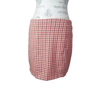 AEROPOSTALE Womens‎ Skirt SZ Large Plaid Light Academia Short Mini 2 Front Slits